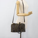 FENDI Zucca Canvas Hand Bag 2way Black Brown Auth 187214-28