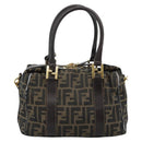 FENDI Zucca Canvas Hand Bag 2way Black Brown Auth 187214-3