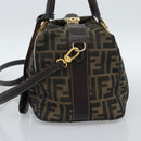 FENDI Zucca Canvas Hand Bag 2way Black Brown Auth 187214-5