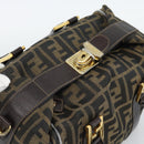 FENDI Zucca Canvas Hand Bag 2way Black Brown Auth 187214-6