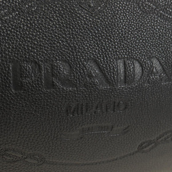 PRADA Shoulder Bag Leather Black Silver Auth 187215SAV