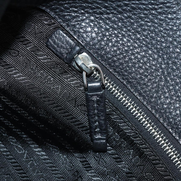 PRADA Shoulder Bag Leather Black Silver Auth 187215SAV