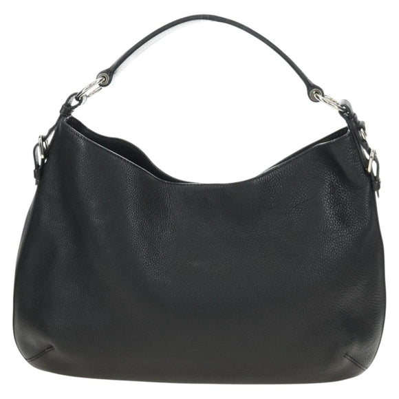 PRADA Shoulder Bag Leather Black Silver Auth 187215SAV