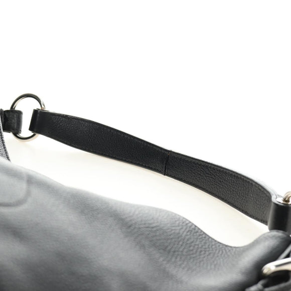 PRADA Shoulder Bag Leather Black Silver Auth 187215SAV
