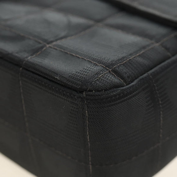 CHANEL Choco Bar Chain New Travel Line Bag Canvas Black CC Auth 187224SAV