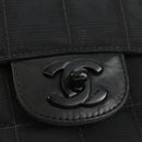 CHANEL Choco Bar Chain New Travel Line Bag Canvas Black CC Auth 187224SAV-19