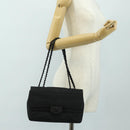 CHANEL Choco Bar Chain New Travel Line Bag Canvas Black CC Auth 187224SAV-29