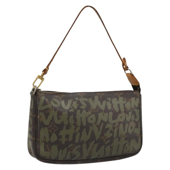 LOUIS VUITTON Monogram Graffiti Pochette Accessoires Khaki M92191 Auth 187250A