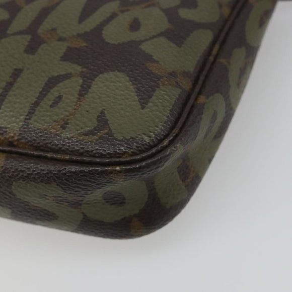 LOUIS VUITTON Monogram Graffiti Pochette Accessoires Khaki M92191 Auth 187250A