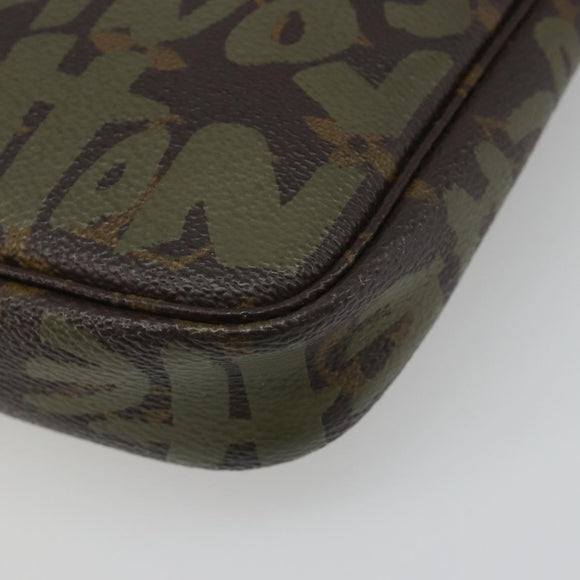 LOUIS VUITTON Monogram Graffiti Pochette Accessoires Khaki M92191 Auth 187250A