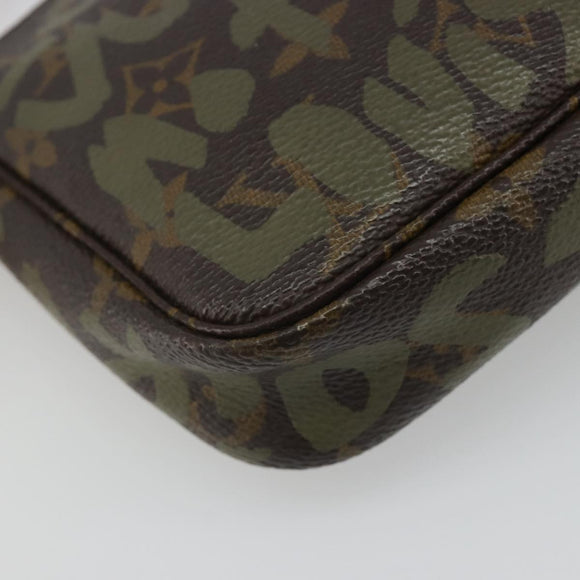 LOUIS VUITTON Monogram Graffiti Pochette Accessoires Khaki M92191 Auth 187250A