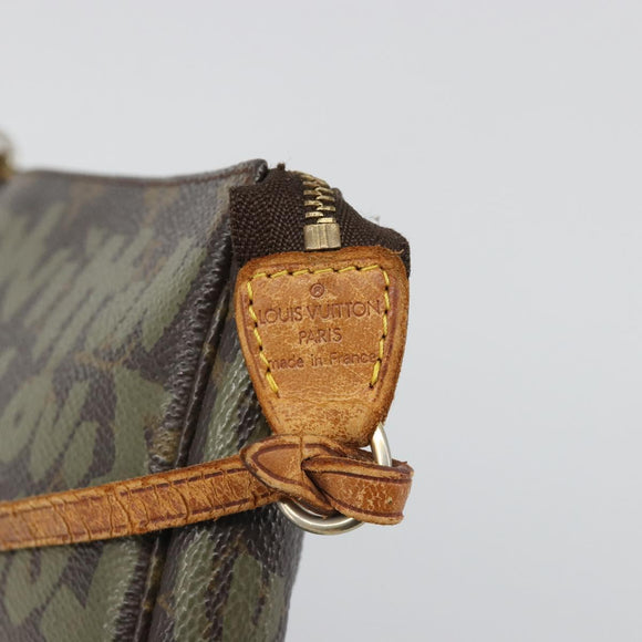 LOUIS VUITTON Monogram Graffiti Pochette Accessoires Khaki M92191 Auth 187250A