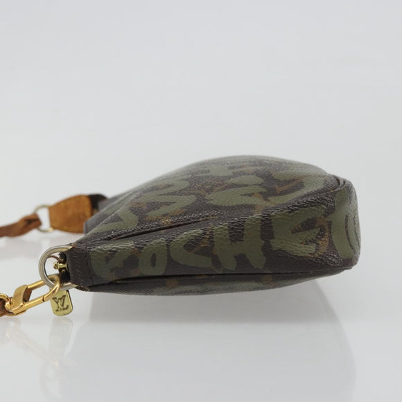 LOUIS VUITTON Monogram Graffiti Pochette Accessoires Khaki M92191 Auth 187250A