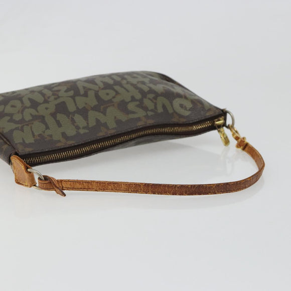 LOUIS VUITTON Monogram Graffiti Pochette Accessoires Khaki M92191 Auth 187250A