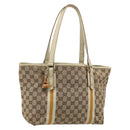 GUCCI GG Canvas Sherry Line Tote Bag Beige Gold 137396 Auth 187252-1