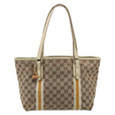 GUCCI GG Canvas Sherry Line Tote Bag Beige Gold 137396 Auth 187252-13