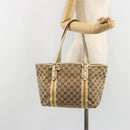 GUCCI GG Canvas Sherry Line Tote Bag Beige Gold 137396 Auth 187252-23