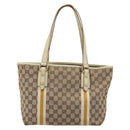 GUCCI GG Canvas Sherry Line Tote Bag Beige Gold 137396 Auth 187252-2