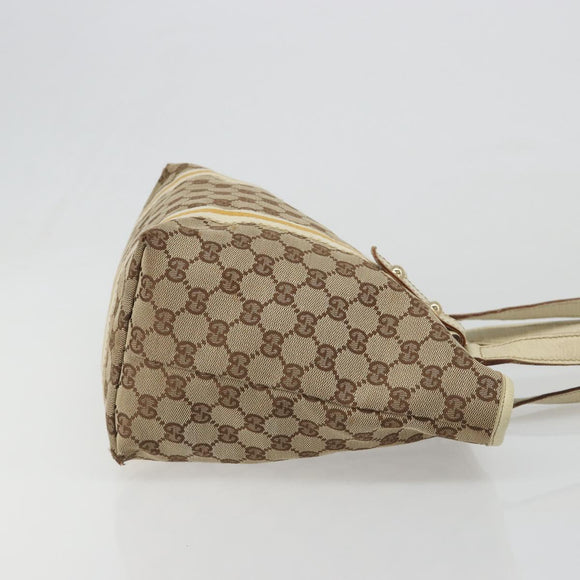 GUCCI GG Canvas Sherry Line Tote Bag Beige Gold 137396 Auth 187252