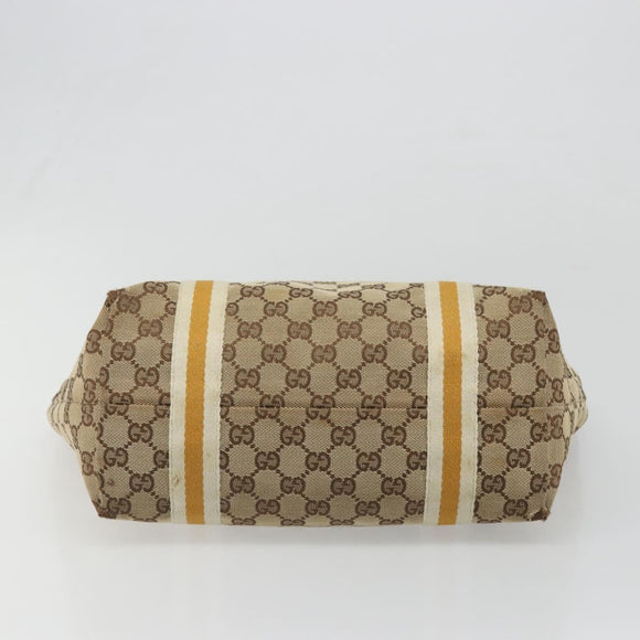 GUCCI GG Canvas Sherry Line Tote Bag Beige Gold 137396 Auth 187252