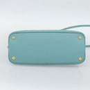 PRADA Hand Bag Safiano Leather 2way Turquoise Blue Gold Auth 187253V-5