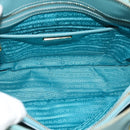 PRADA Hand Bag Safiano Leather 2way Turquoise Blue Gold Auth 187253V-9