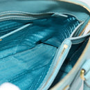 PRADA Hand Bag Safiano Leather 2way Turquoise Blue Gold Auth 187253V-24