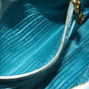 PRADA Hand Bag Safiano Leather 2way Turquoise Blue Gold Auth 187253V-27