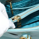 PRADA Hand Bag Safiano Leather 2way Turquoise Blue Gold Auth 187253V-28