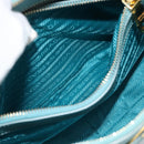 PRADA Hand Bag Safiano Leather 2way Turquoise Blue Gold Auth 187253V-29