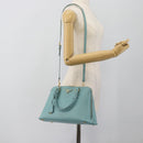 PRADA Hand Bag Safiano Leather 2way Turquoise Blue Gold Auth 187253V-31