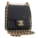 CHANEL Matelasse Chain Shoulder Bag Lamb Skin Black Gold CC Auth 187256SAM-1