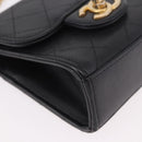 CHANEL Matelasse Chain Shoulder Bag Lamb Skin Black Gold CC Auth 187256SAM-10