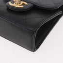 CHANEL Matelasse Chain Shoulder Bag Lamb Skin Black Gold CC Auth 187256SAM-11