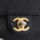 CHANEL Matelasse Chain Shoulder Bag Lamb Skin Black Gold CC Auth 187256SAM-14
