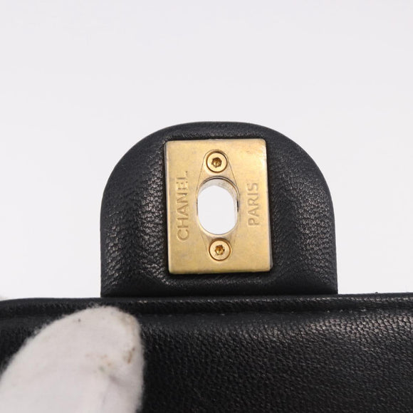 CHANEL Matelasse Chain Shoulder Bag Lamb Skin Black Gold CC Auth 187256SAM