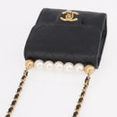 CHANEL Matelasse Chain Shoulder Bag Lamb Skin Black Gold CC Auth 187256SAM-6