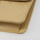 CHANEL Matelasse Chain Shoulder Bag Lamb Skin Beige Gold CC Auth 187257-15