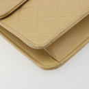 CHANEL Matelasse Chain Shoulder Bag Lamb Skin Beige Gold CC Auth 187257-16