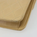 CHANEL Matelasse Chain Shoulder Bag Lamb Skin Beige Gold CC Auth 187257-17