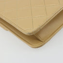 CHANEL Matelasse Chain Shoulder Bag Lamb Skin Beige Gold CC Auth 187257-18