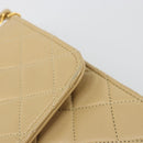 CHANEL Matelasse Chain Shoulder Bag Lamb Skin Beige Gold CC Auth 187257-8