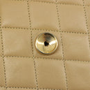 CHANEL Matelasse Chain Shoulder Bag Lamb Skin Beige Gold CC Auth 187257-20