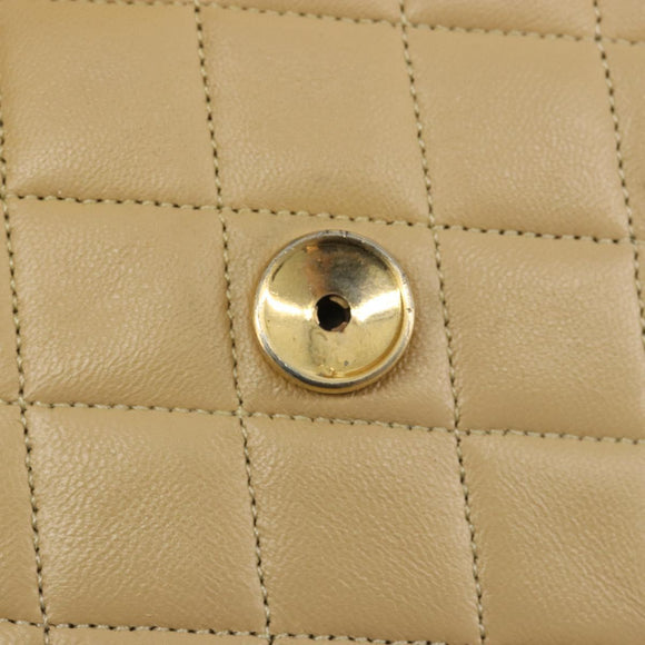 CHANEL Matelasse Chain Shoulder Bag Lamb Skin Beige Gold CC Auth 187257