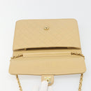 CHANEL Matelasse Chain Shoulder Bag Lamb Skin Beige Gold CC Auth 187257-21