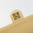 CHANEL Matelasse Chain Shoulder Bag Lamb Skin Beige Gold CC Auth 187257-22