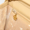 CHANEL Matelasse Chain Shoulder Bag Lamb Skin Beige Gold CC Auth 187257-26