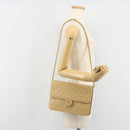 CHANEL Matelasse Chain Shoulder Bag Lamb Skin Beige Gold CC Auth 187257-27