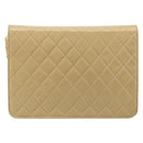 CHANEL Matelasse Chain Shoulder Bag Lamb Skin Beige Gold CC Auth 187257-2