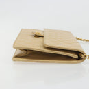 CHANEL Matelasse Chain Shoulder Bag Lamb Skin Beige Gold CC Auth 187257-3